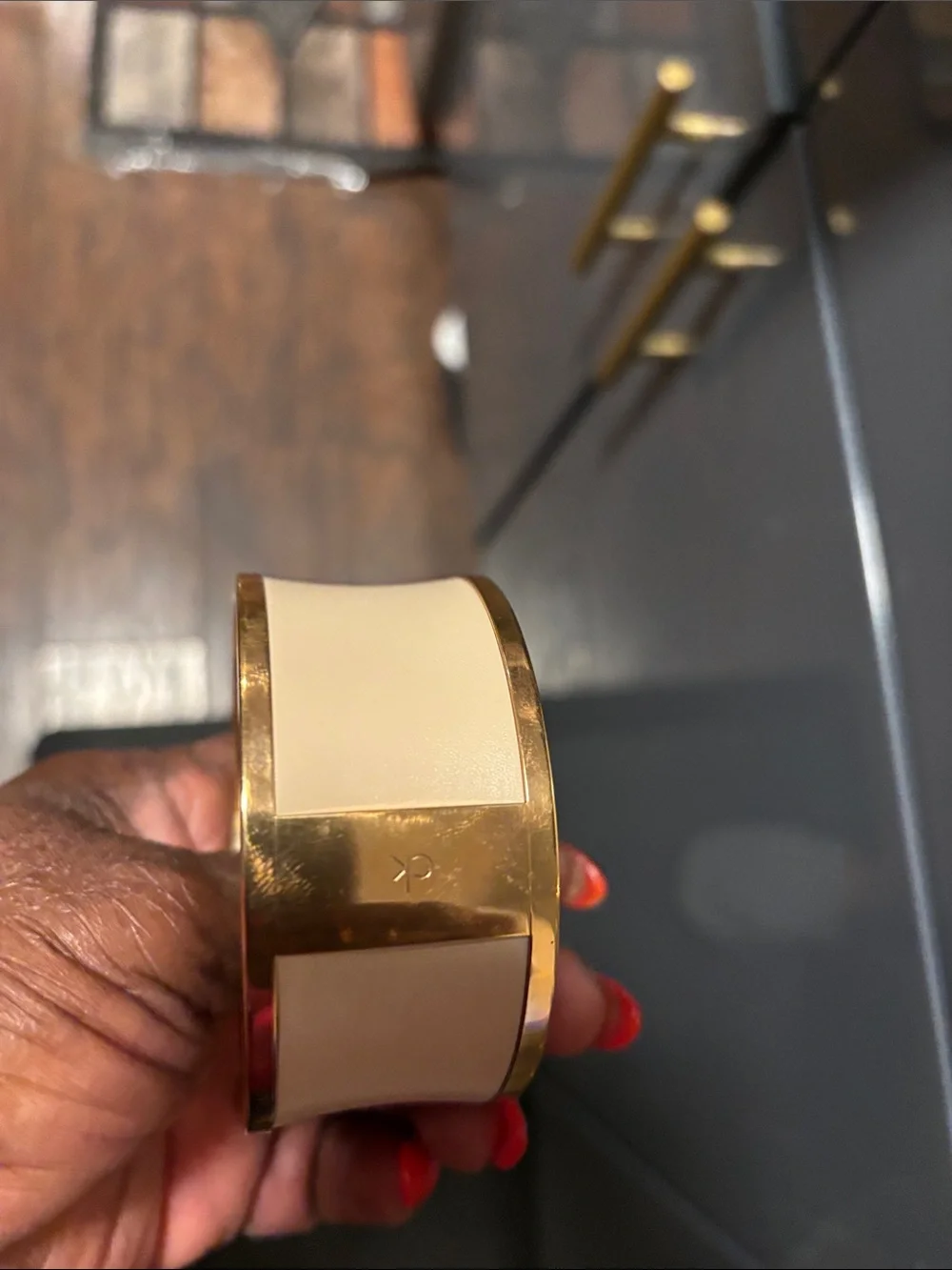 Calvin Klein Gold and Cream Cuff Bracelet